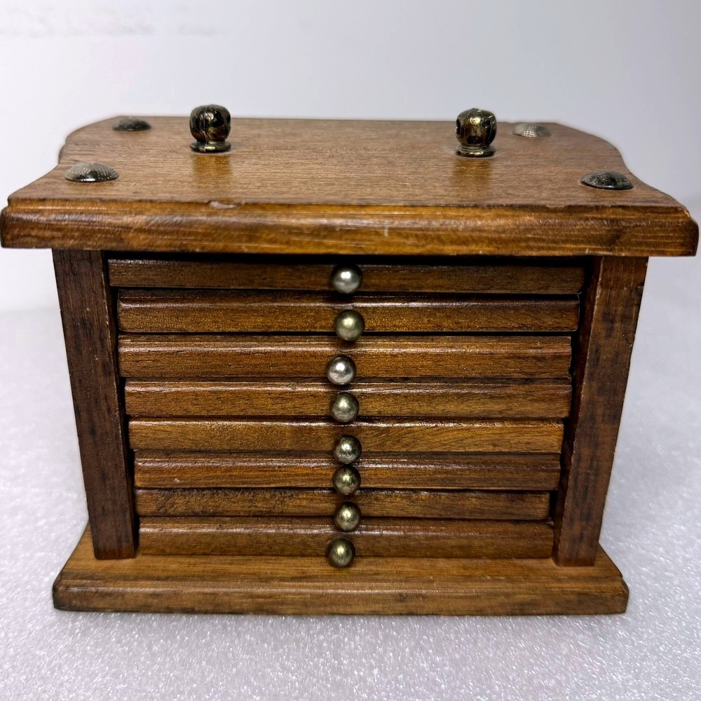 Vintage Wooden Coaster Set with Caddy Holder 8 Piece Cork Inlay Rustic Decor